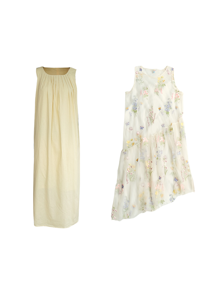 Butterfly Spirit Flower Embroidered Sleeveless Summer Dress for Women - Vintage Loose Layered Vacation Tank Dress Butterfly Spirit Flower Embroidered Sleeveless Summer Dress for Women - Vintage Loose Layered Vacation Tank Dress