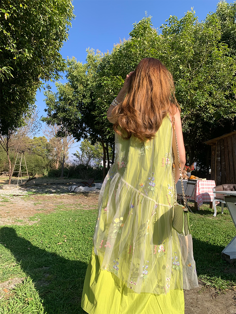 Butterfly Spirit Flower Embroidered Sleeveless Summer Dress for Women - Vintage Loose Layered Vacation Tank Dress Butterfly Spirit Flower Embroidered Sleeveless Summer Dress for Women - Vintage Loose Layered Vacation Tank Dress