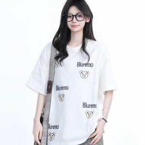 Cartoon Graphic Pink Short Sleeve T-Shirt for Women - Fun Summer Design, Loose Fit, Casual Style