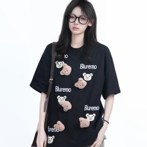 Cartoon Graphic Pink Short Sleeve T-Shirt for Women - Fun Summer Design, Loose Fit, Casual Style