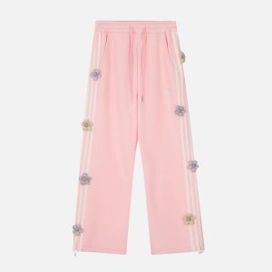 Concert Outfit 3D Flower Stripe Casual Pants