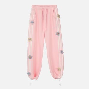 Concert Outfit 3D Flower Stripe Casual Pants