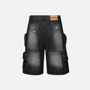 Concert Outfit 3D Multi Pocket Washed Jorts