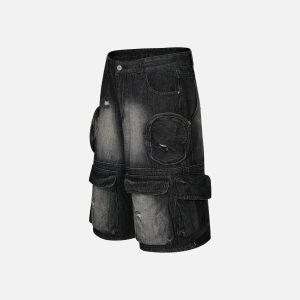 Concert Outfit 3D Multi Pocket Washed Jorts