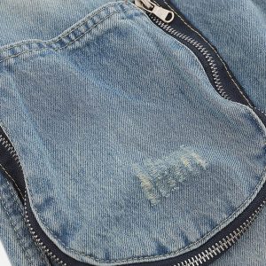 Concert Outfit 3D Zip Up Pocket Straight-Leg Jeans