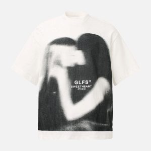 Concert Outfit Abstract “KISS” Graphics T-Shirt