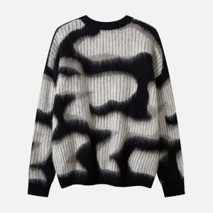 Concert Outfit Abstract Mohair Crew Neck Sweater