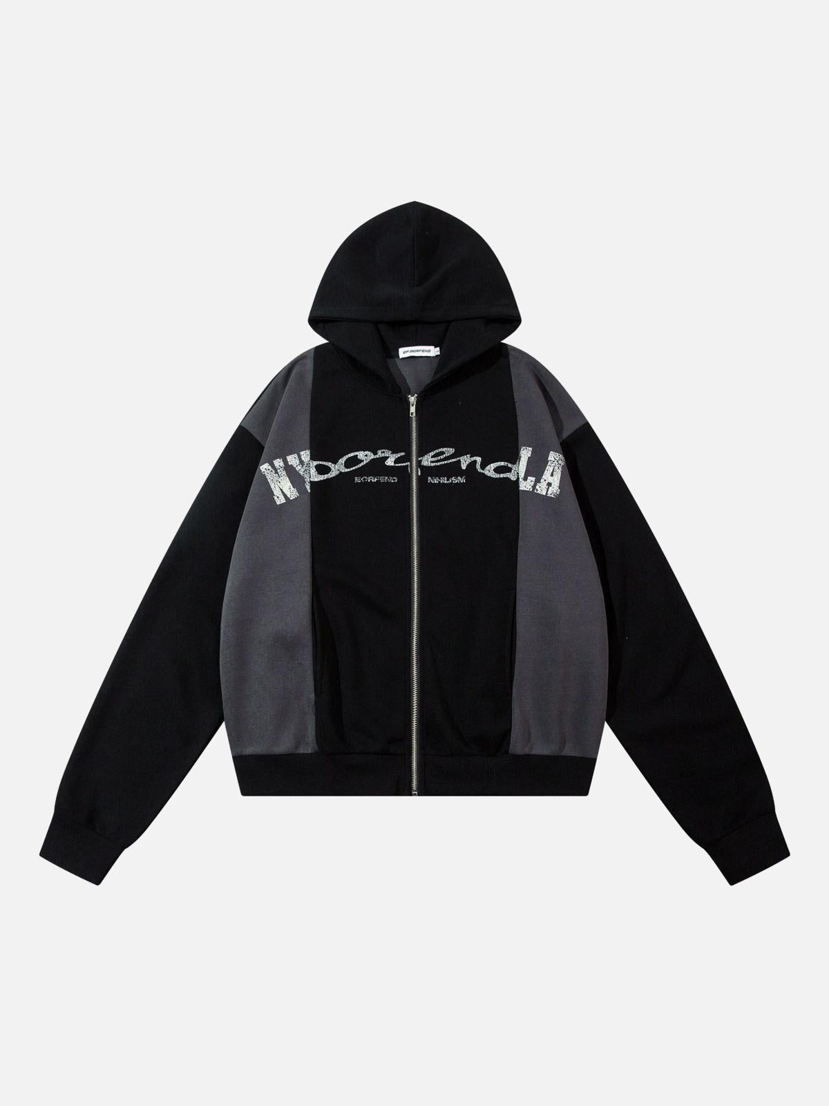 Concert Outfit Academic Style Assembled Color Blocking Hoodie Concert Outfit Academic Style Assembled Color Blocking Hoodie