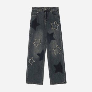 Concert Outfit Airbrushed Pentagram Applique Jeans