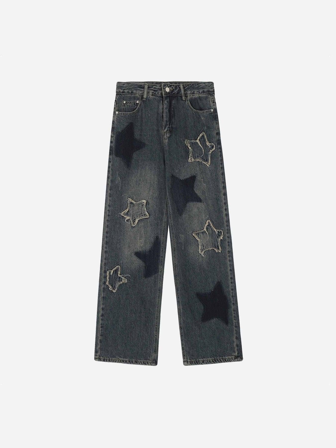 Concert Outfit Airbrushed Pentagram Applique Jeans Concert Outfit Airbrushed Pentagram Applique Jeans