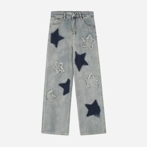 Concert Outfit Airbrushed Pentagram Applique Jeans