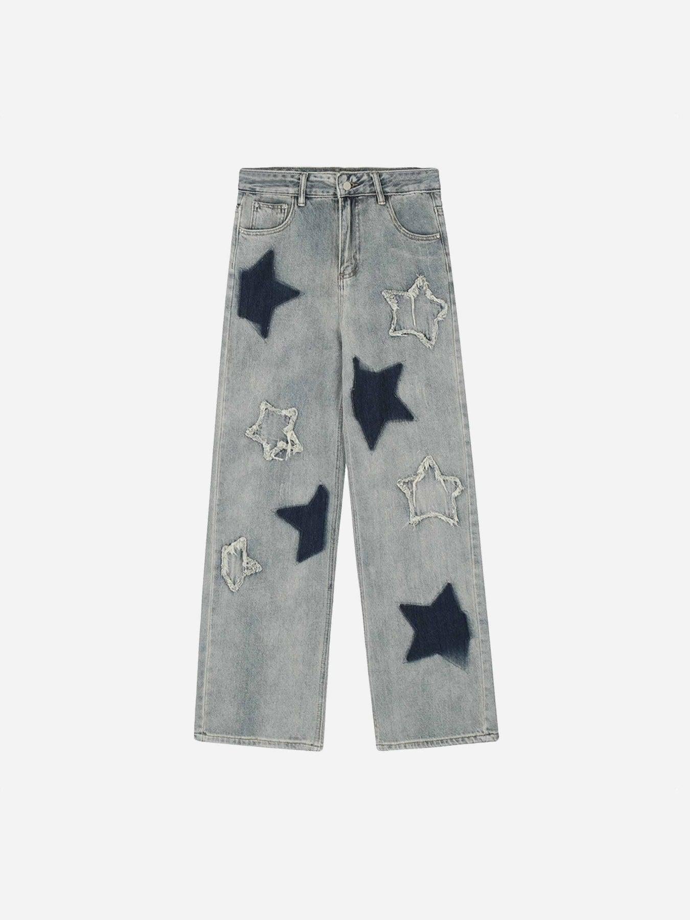 Concert Outfit Airbrushed Pentagram Applique Jeans Concert Outfit Airbrushed Pentagram Applique Jeans