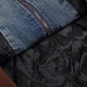 Concert Outfit Alphabet Patch Embroidered Quilted Denim Bomber Jacket