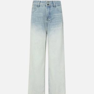 Concert Outfit American Gradient Bleach Wash Vintage Jeans