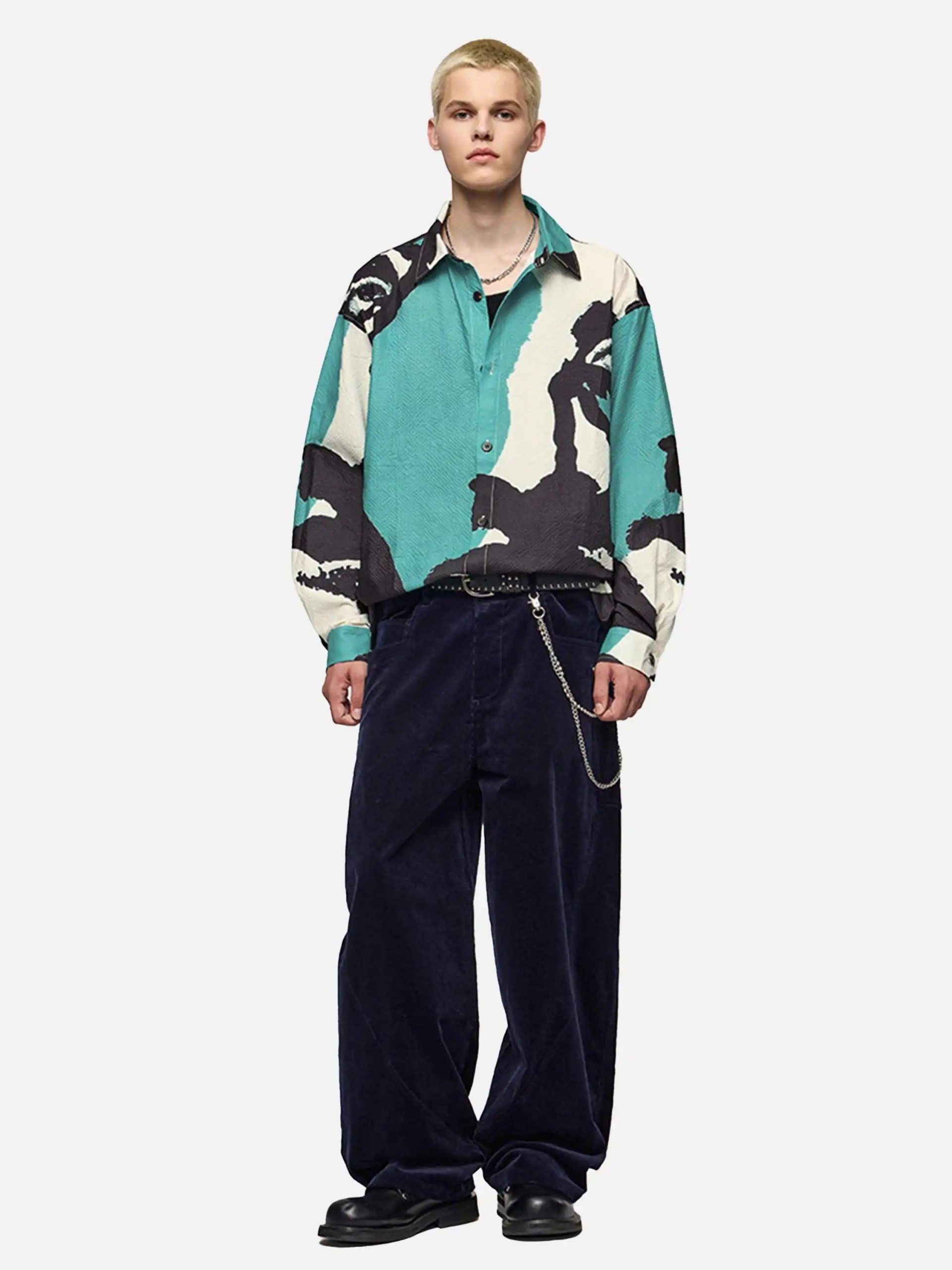 Concert Outfit American Graffiti Abstract Portrait Seersucker Shirt Concert Outfit American Graffiti Abstract Portrait Seersucker Shirt