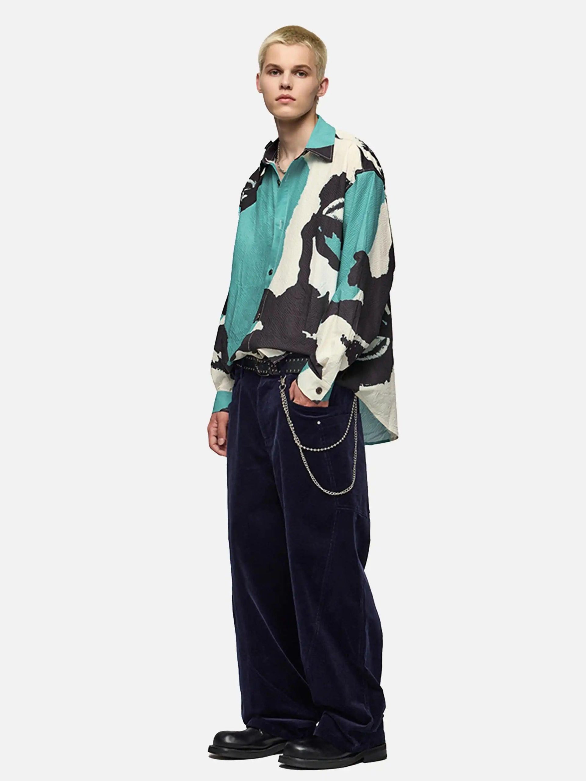 Concert Outfit American Graffiti Abstract Portrait Seersucker Shirt Concert Outfit American Graffiti Abstract Portrait Seersucker Shirt