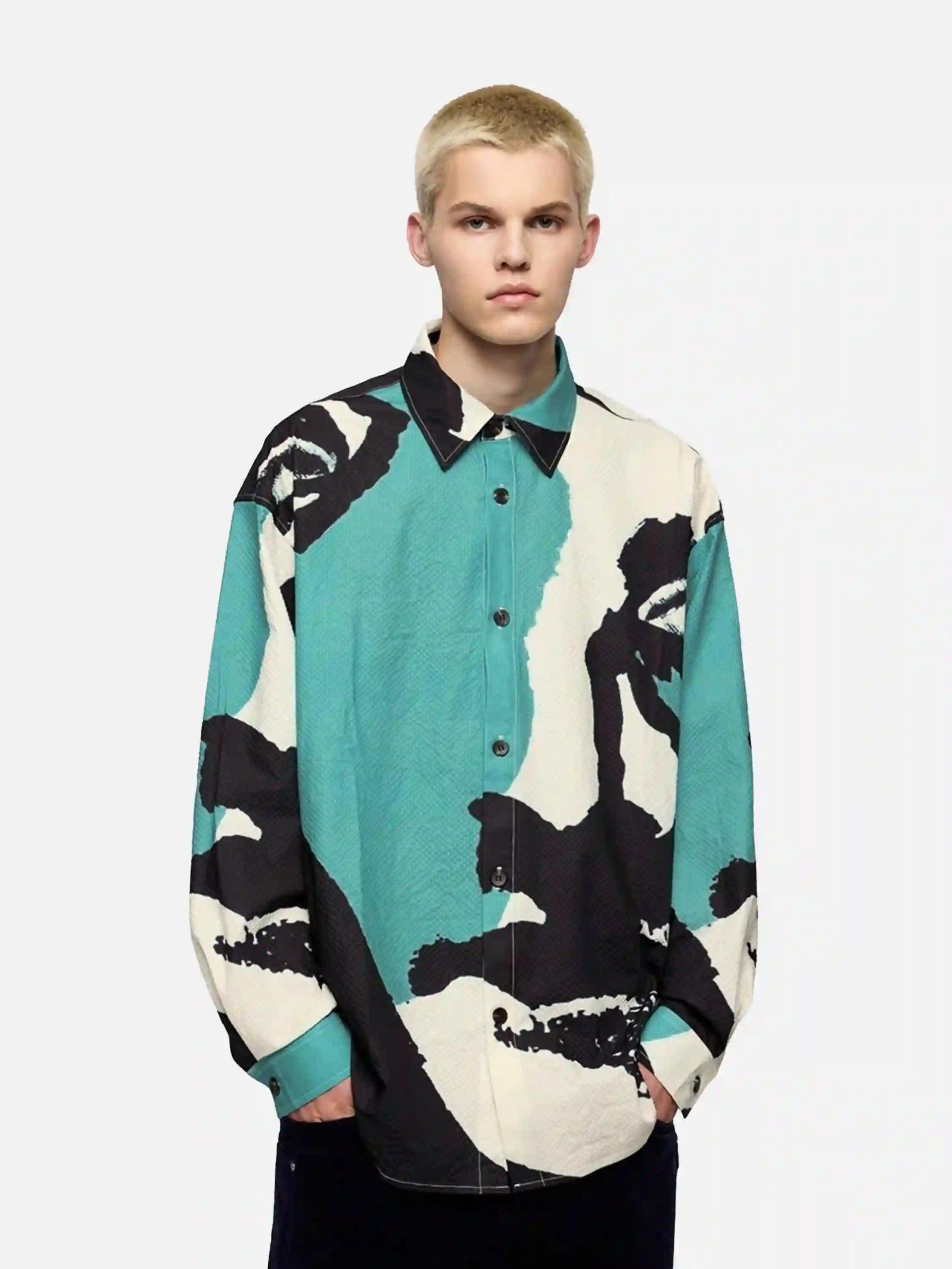 Concert Outfit American Graffiti Abstract Portrait Seersucker Shirt Concert Outfit American Graffiti Abstract Portrait Seersucker Shirt