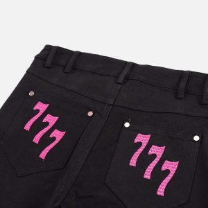 Concert Outfit American High Street Digital Embroidered Jeans