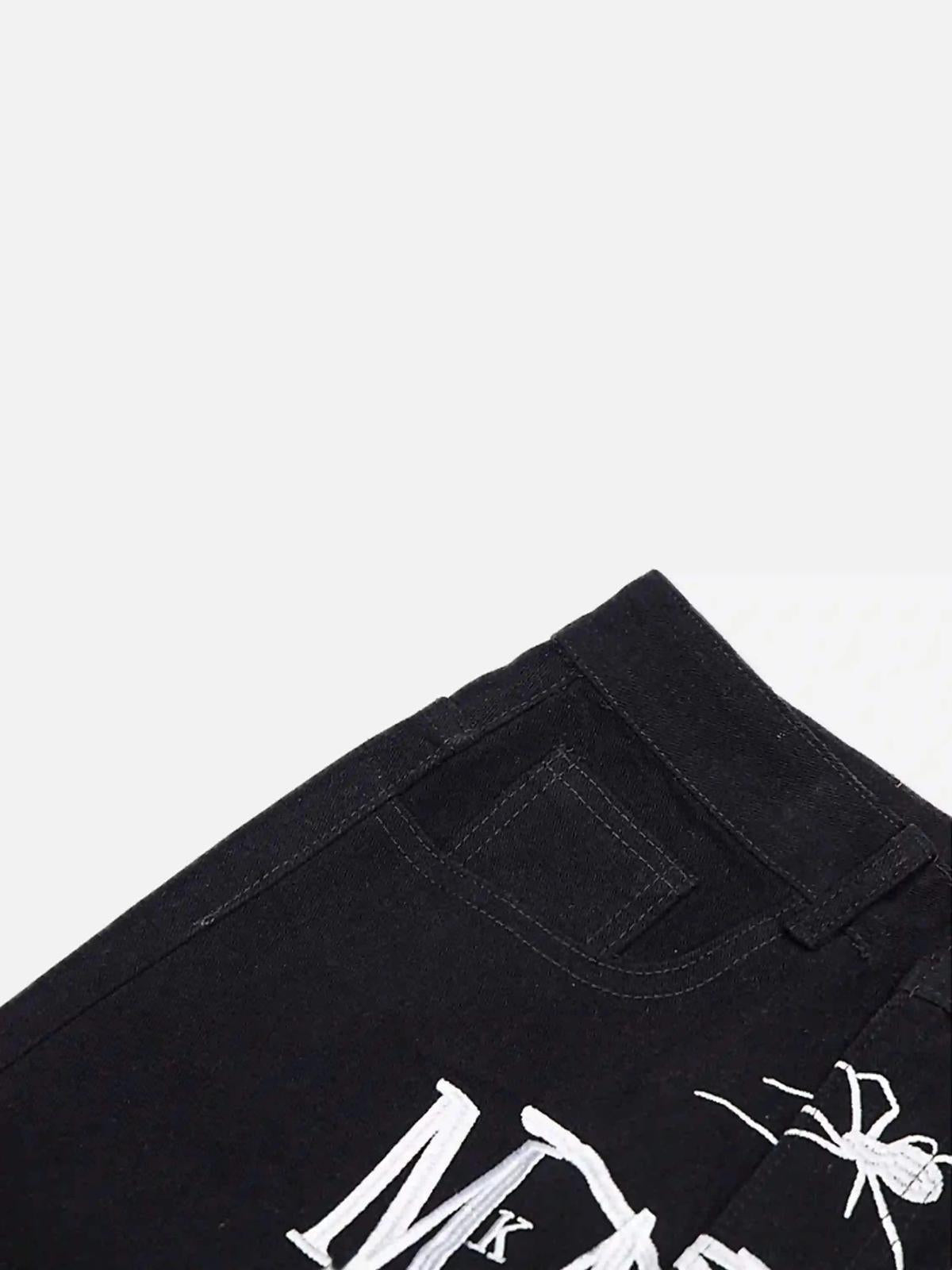 Concert Outfit American High Street Embroidered Spider Jeans Concert Outfit American High Street Embroidered Spider Jeans