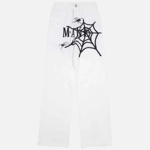 Concert Outfit American High Street Embroidered Spider Jeans