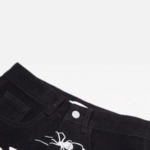 Concert Outfit American High Street Embroidered Spider Jeans