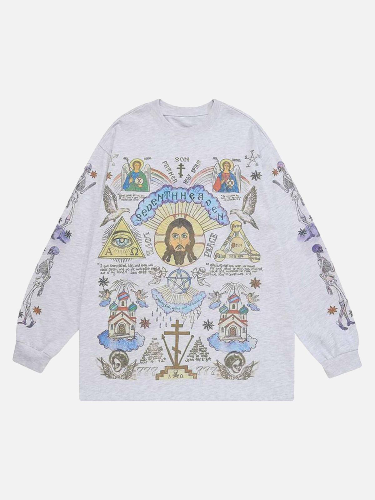 Concert Outfit American High Street Graffiti Long Sleeve T-Shirt Concert Outfit American High Street Graffiti Long Sleeve T-Shirt