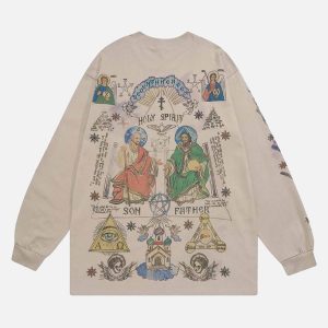Concert Outfit American High Street Graffiti Long Sleeve T-Shirt