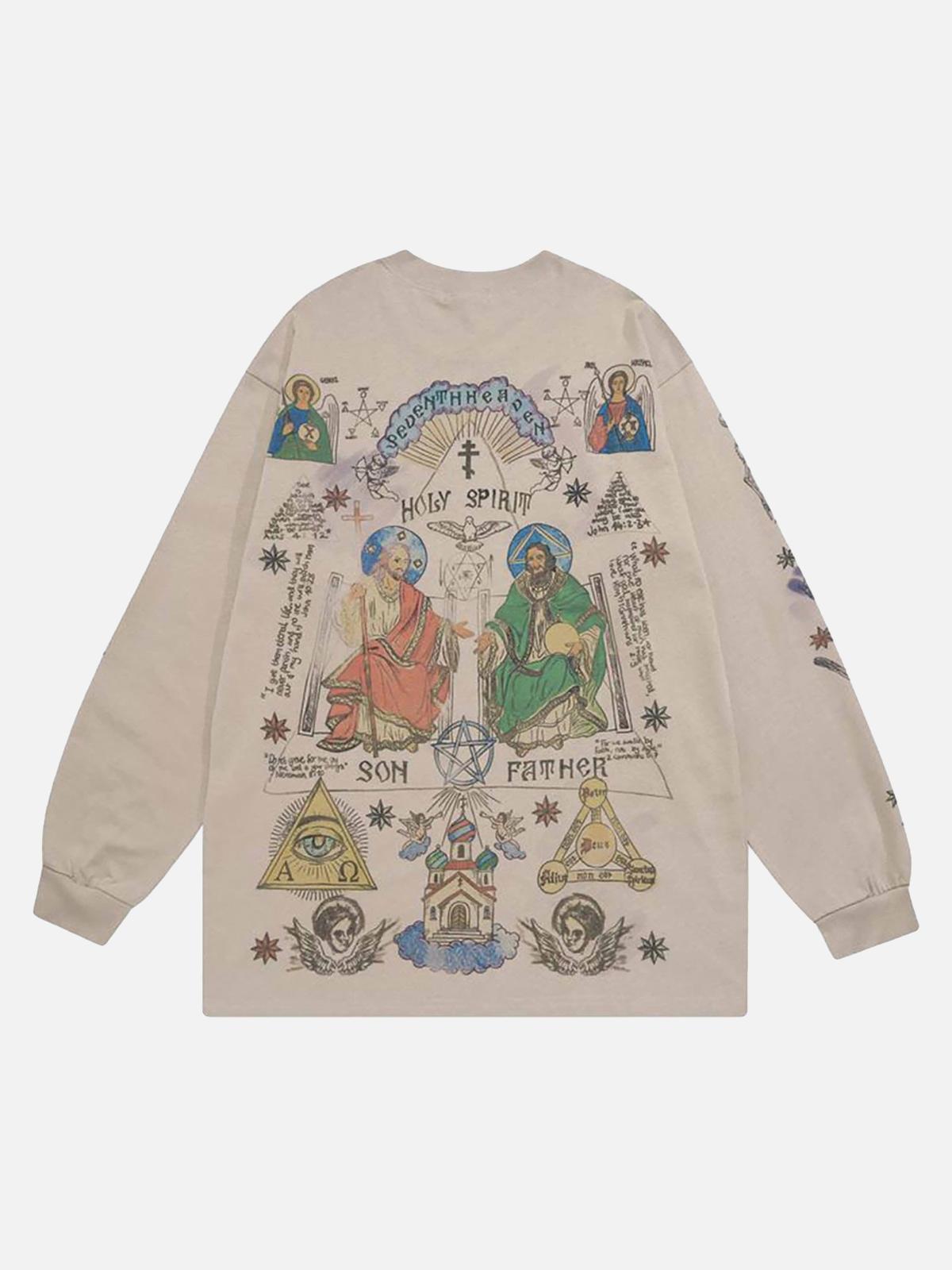 Concert Outfit American High Street Graffiti Long Sleeve T-Shirt Concert Outfit American High Street Graffiti Long Sleeve T-Shirt