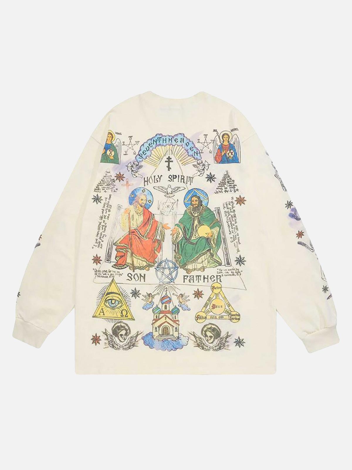 Concert Outfit American High Street Graffiti Long Sleeve T-Shirt Concert Outfit American High Street Graffiti Long Sleeve T-Shirt