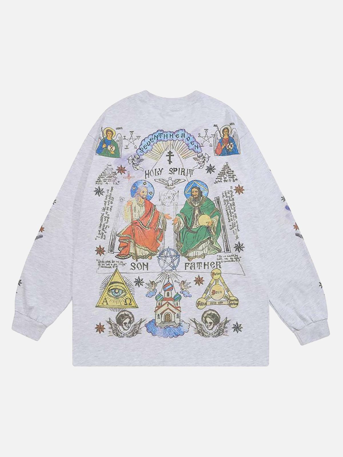 Concert Outfit American High Street Graffiti Long Sleeve T-Shirt Concert Outfit American High Street Graffiti Long Sleeve T-Shirt