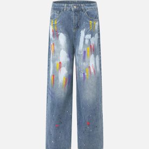 Concert Outfit American Hip-Hop Painted Personalized Jeans