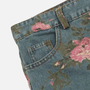 Concert Outfit American Hip-Hop Vintage Rose Jeans
