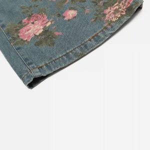 Concert Outfit American Hip-Hop Vintage Rose Jeans