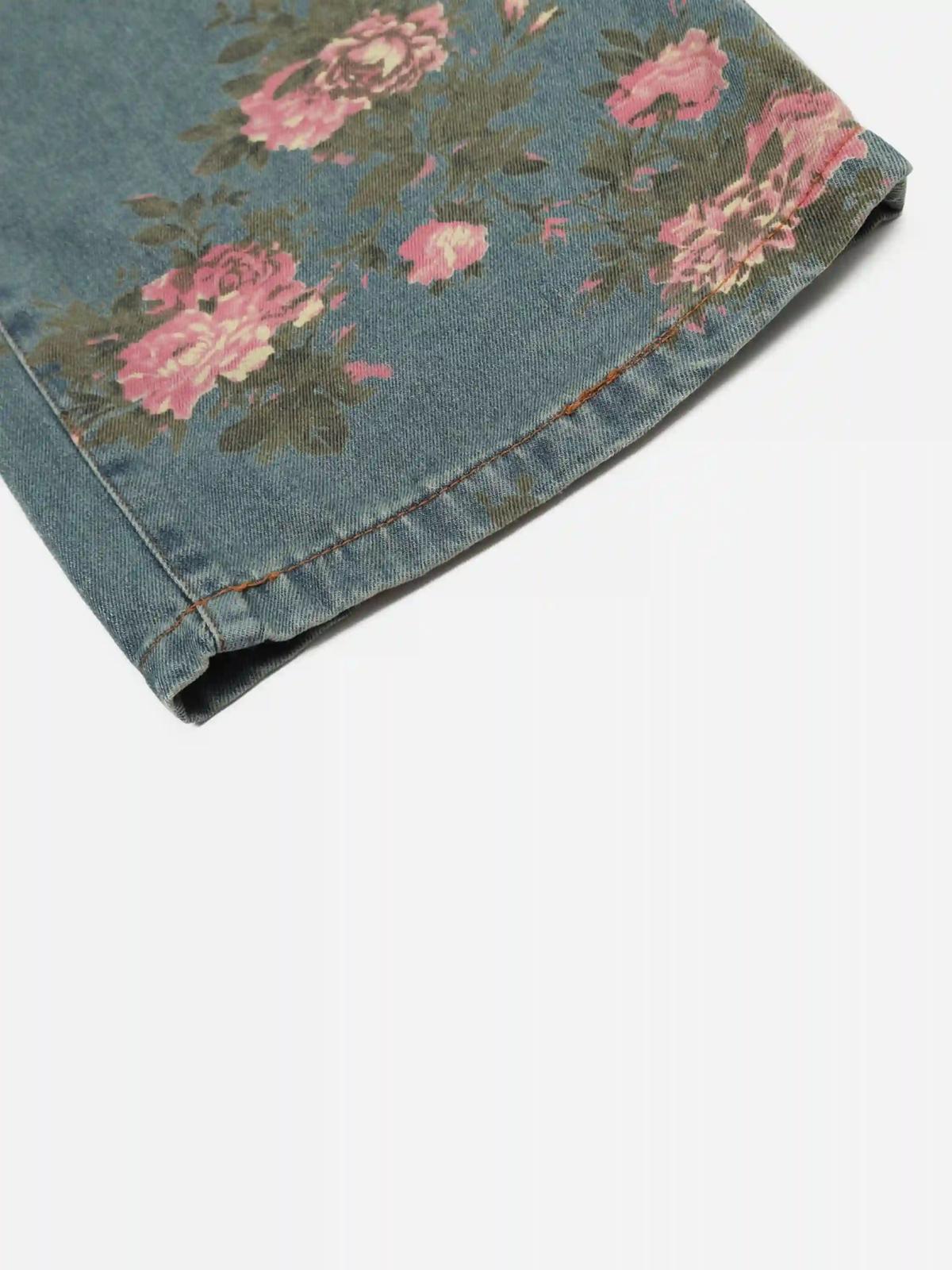 Concert Outfit American Hip-Hop Vintage Rose Jeans Concert Outfit American Hip-Hop Vintage Rose Jeans