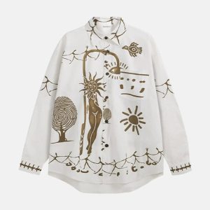 Concert Outfit American Mayan Abstract Mural Shirt