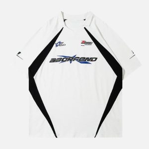 Concert Outfit American Patchwork Vintage Lapel T-Shirt