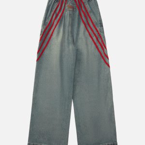 Concert Outfit American Retro Contrast Washed Jeans