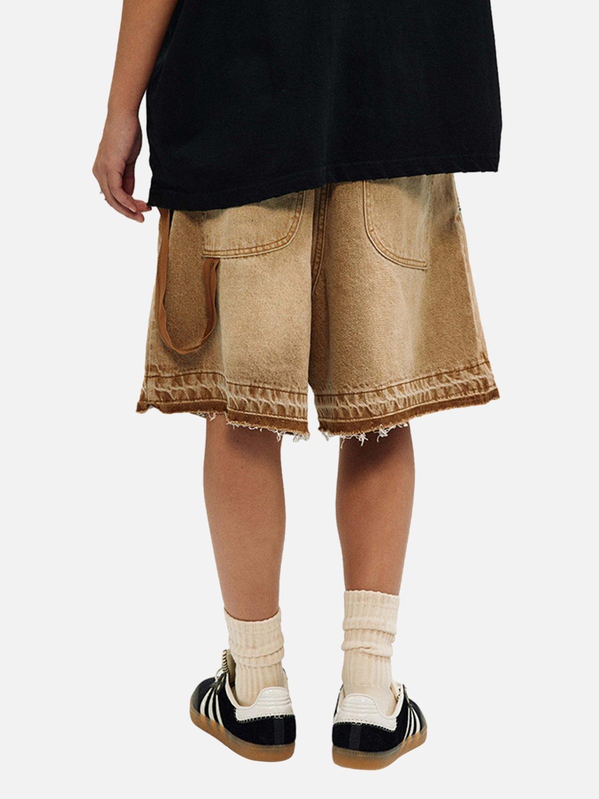 Concert Outfit American Retro Distressed Washed Denim Shorts Concert Outfit American Retro Distressed Washed Denim Shorts