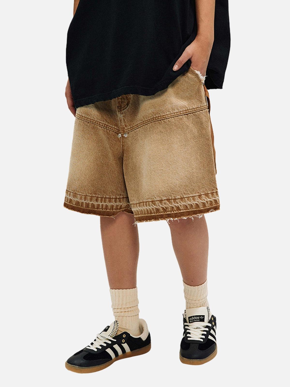 Concert Outfit American Retro Distressed Washed Denim Shorts Concert Outfit American Retro Distressed Washed Denim Shorts