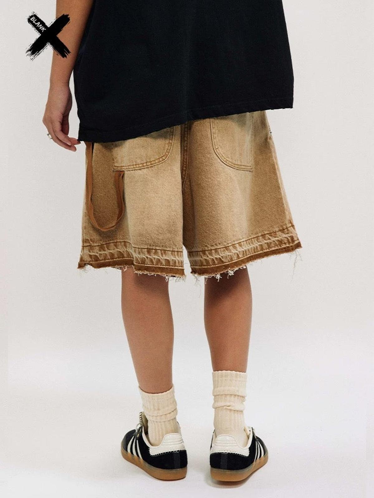 Concert Outfit American Retro Distressed Washed Denim Shorts Concert Outfit American Retro Distressed Washed Denim Shorts