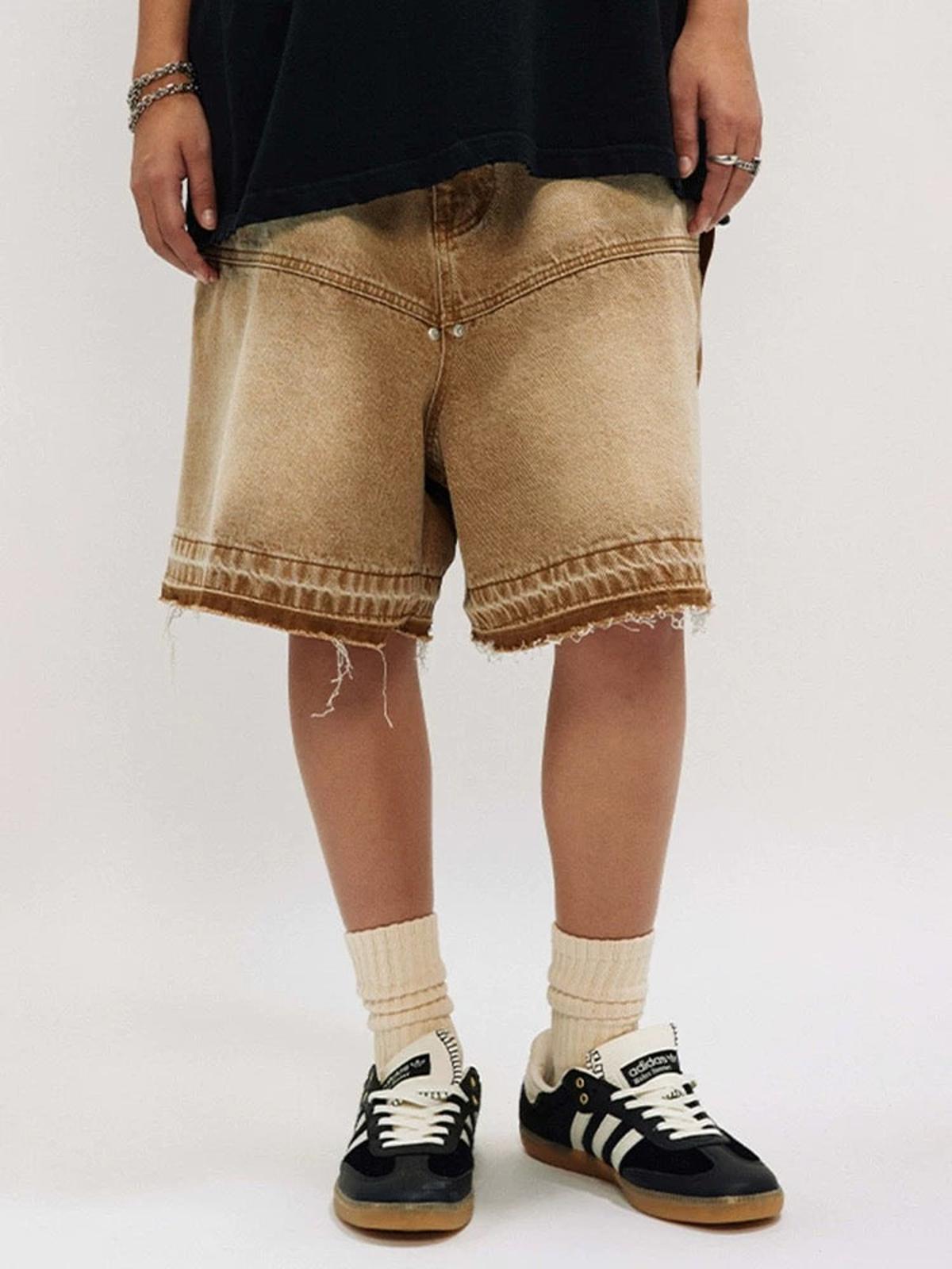 Concert Outfit American Retro Distressed Washed Denim Shorts Concert Outfit American Retro Distressed Washed Denim Shorts