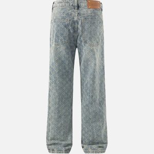 Concert Outfit American Retro Floral Personalized Jeans