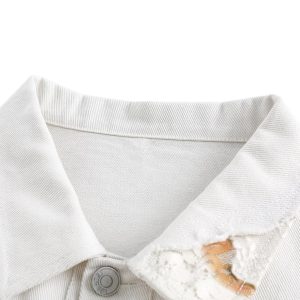 Concert Outfit American Retro Lace Patchwork Denim Jacket