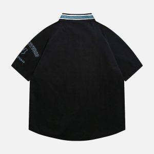 Concert Outfit American Retro Letter Patch Short-Sleeved Shirt