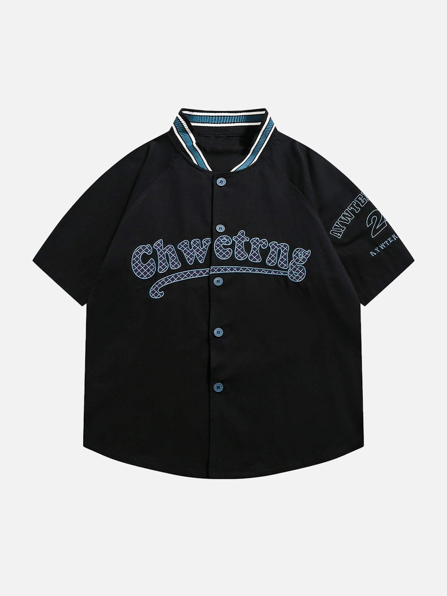 Concert Outfit American Retro Letter Patch Short-Sleeved Shirt Concert Outfit American Retro Letter Patch Short-Sleeved Shirt