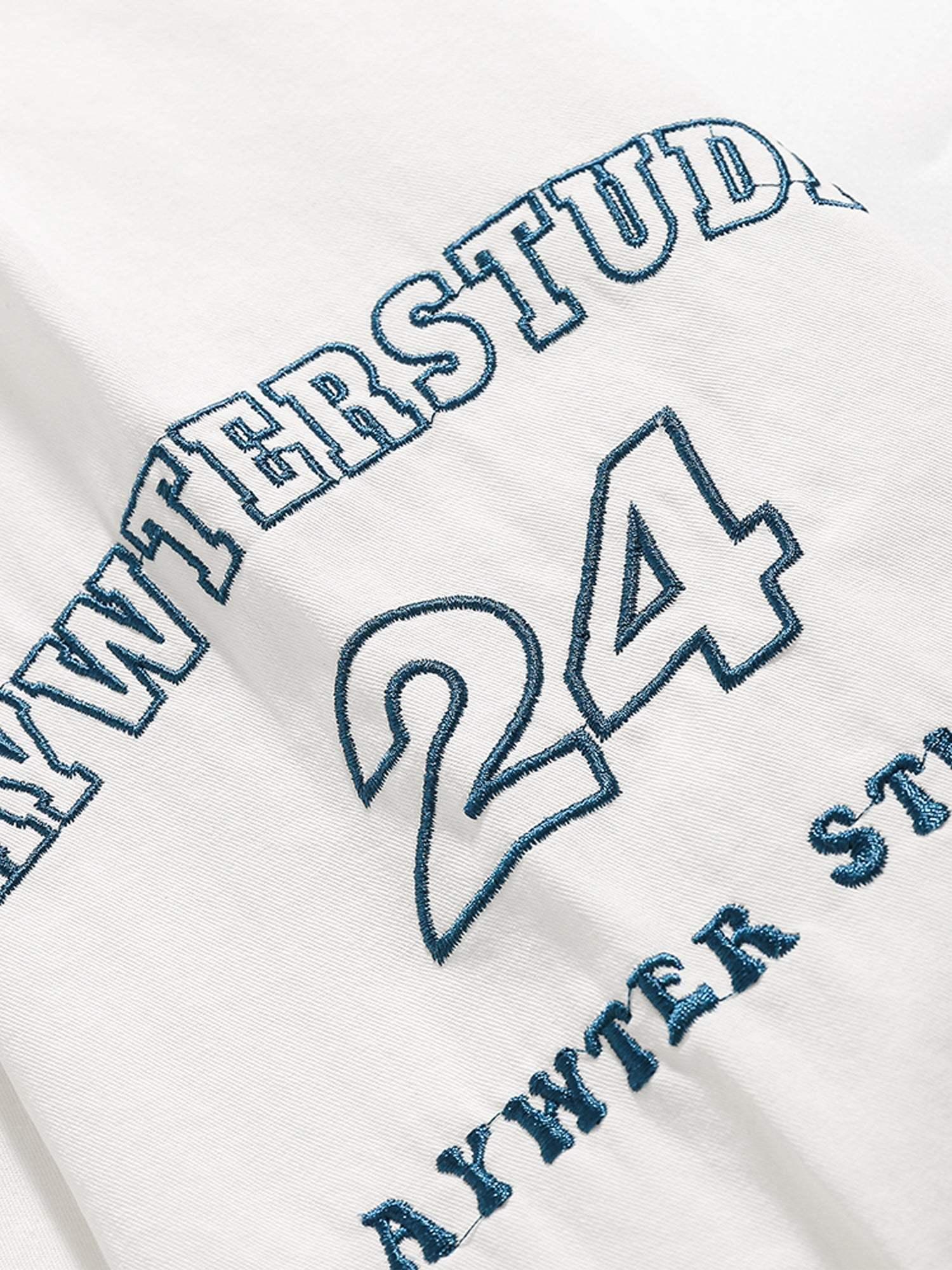 Concert Outfit American Retro Letter Patch Short-Sleeved Shirt Concert Outfit American Retro Letter Patch Short-Sleeved Shirt