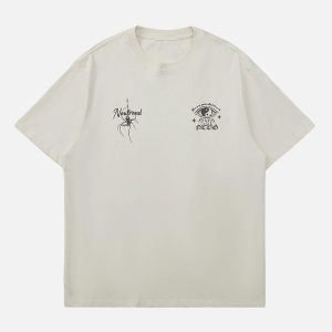 Concert Outfit American Retro Mural Spider Street Rap T-Shirt