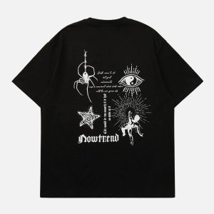 Concert Outfit American Retro Mural Spider Street Rap T-Shirt