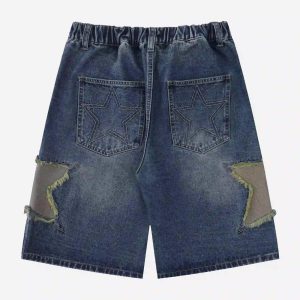 Concert Outfit American Retro Patchwork Denim Shorts