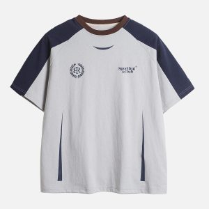 Concert Outfit American Retro Patchwork Print T-Shirt